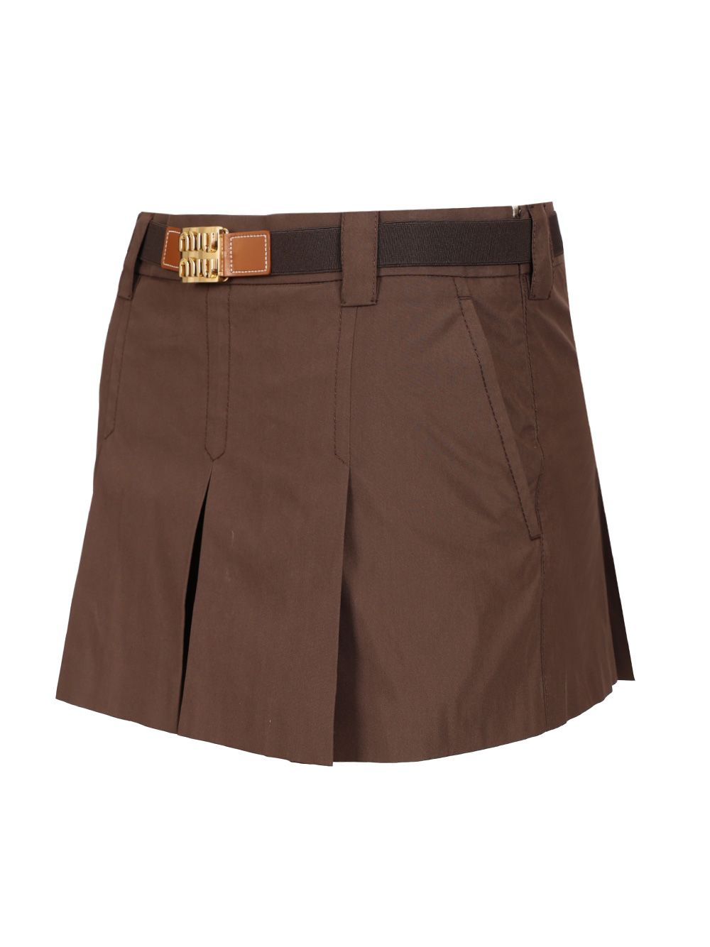Miu Miu Gabardine Mini Skirt Skirts - Brown | 2220d8560d9e0536c5184fbdc48ed32fc7695f9f