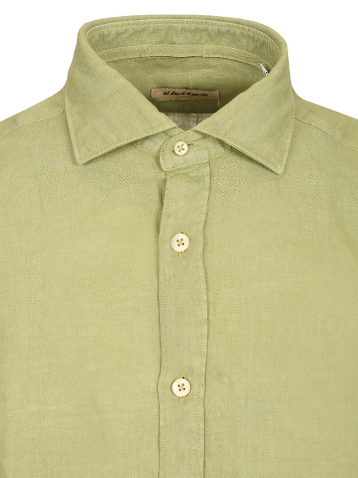 Al Duca D'Aosta 1902 Linen Shirt Shirts - Green | 7f59e012ebdbd8c5ab673e0683c7d52e62340ee3