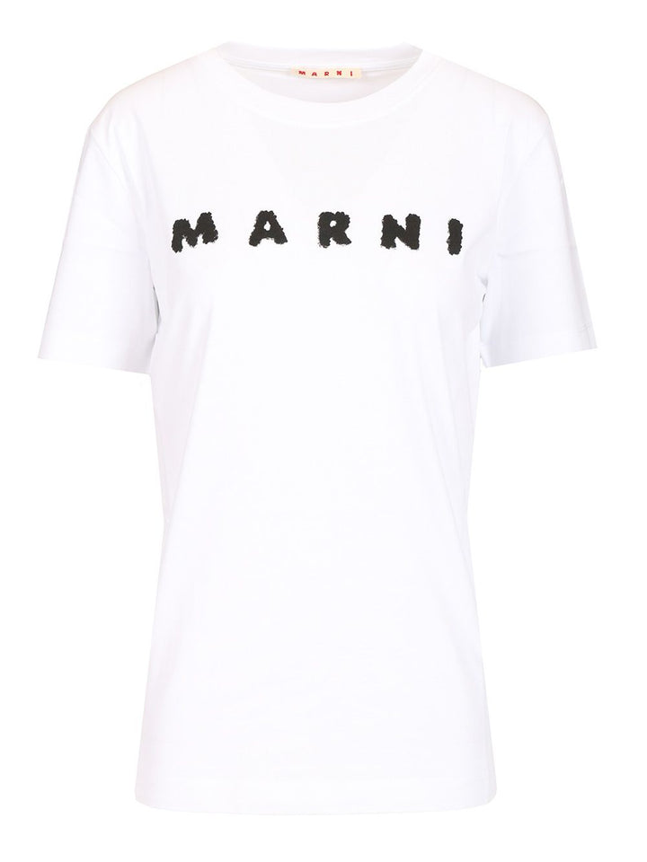 Marni Scribbled Logo T-Shirt - White | e8769dbfb8c05f814be884f3e2c4230558bfa232