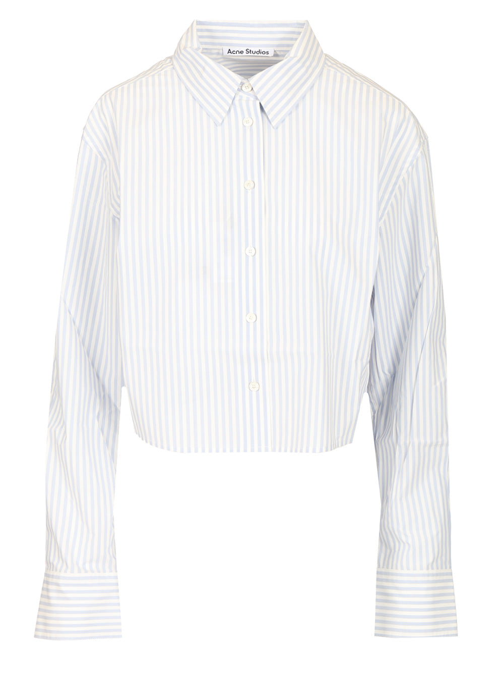 Acne Studios Striped Cropped Shirt Shirts - Blue | d79b7b44eca45d74252ef8cbbd6da86a2f69cbd9