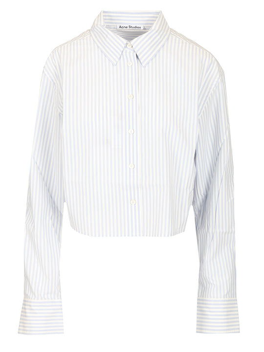 Striped Cropped Shirt Shirts Blue
