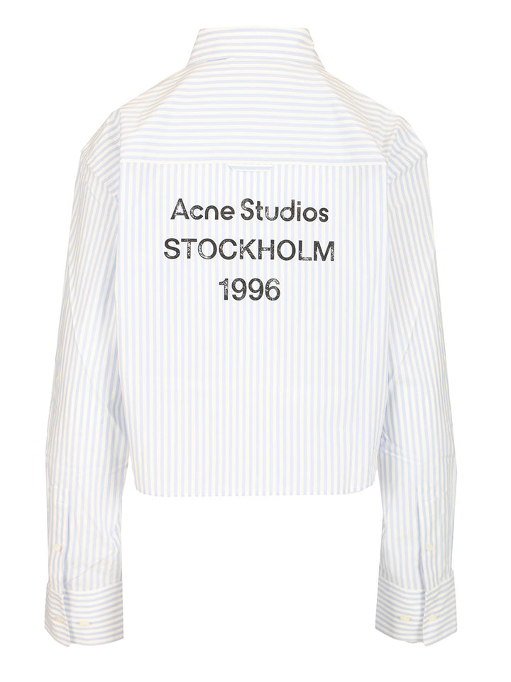 Acne Studios Striped Cropped Shirt Shirts - Blue | 34f0c691ee9e26889f9eb1b118ed472100906b43
