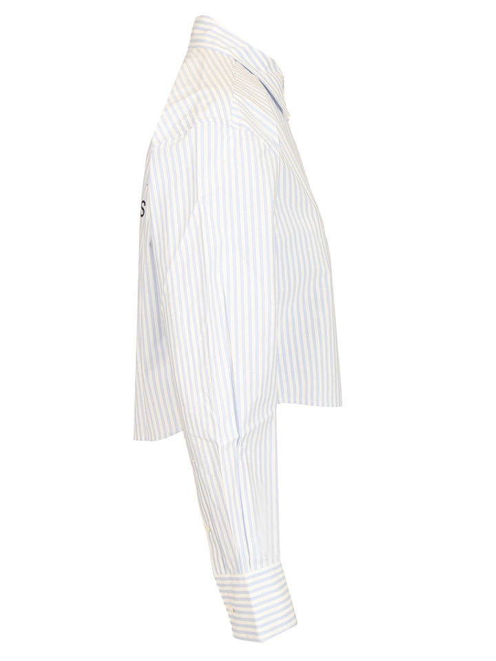 Acne Studios Striped Cropped Shirt Shirts - Blue | be3287421518c434f5c0ea88a1bd911f65682d14