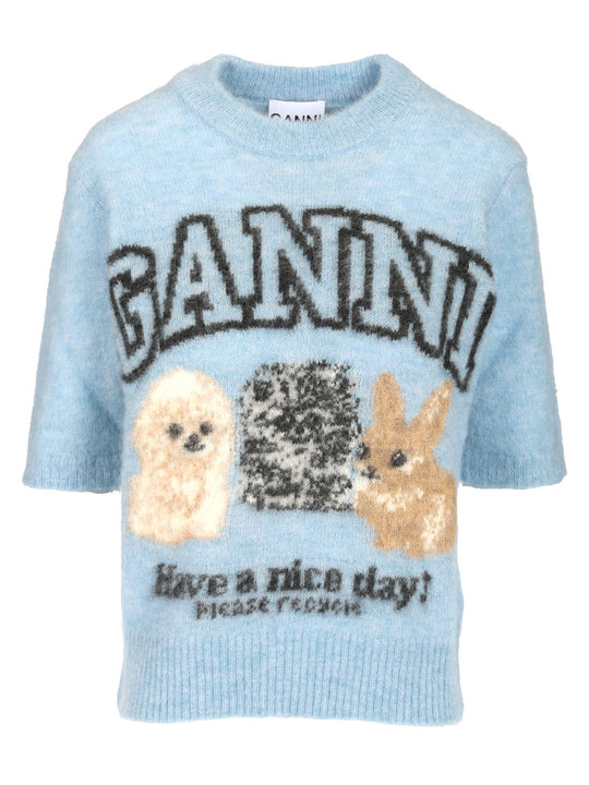 Alpaca Sweater T-Shirt Light Blue