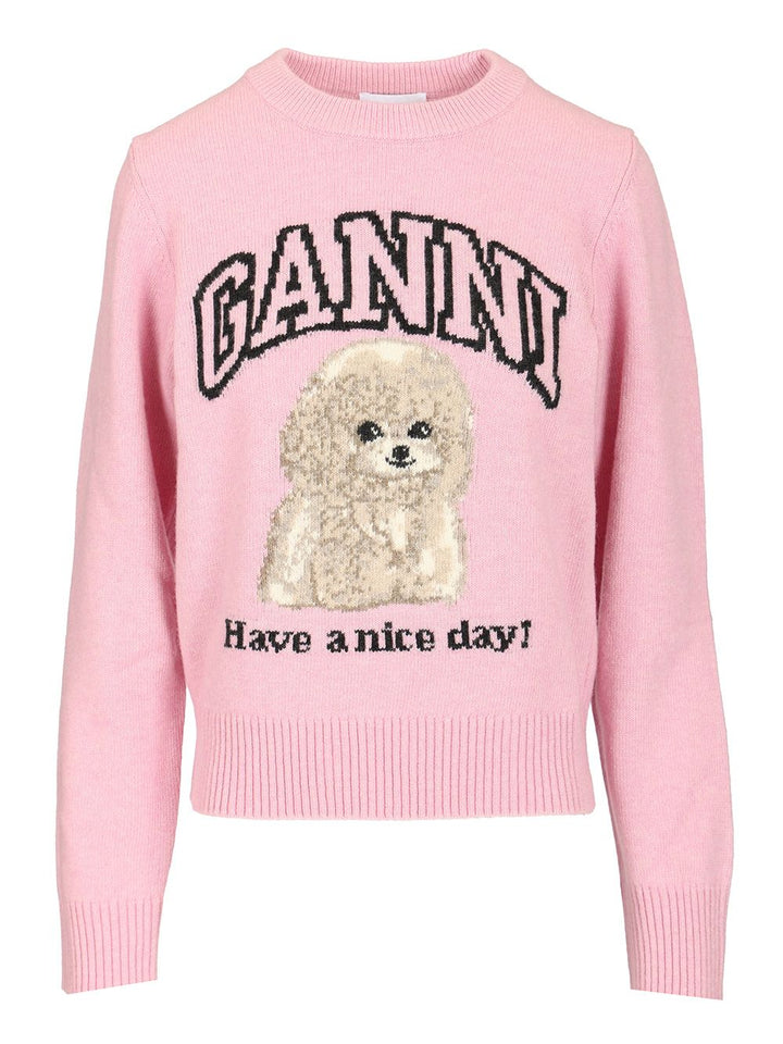 Ganni Graphic Sweater Knitwear - Rose | 32767d073de60171767d066d65fd73319153acda