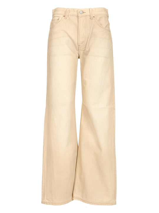 Wide Leg Jeans Trousers Beige