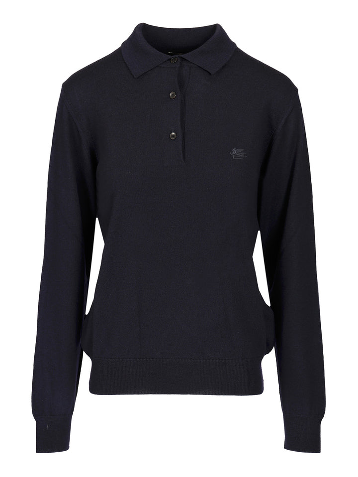 Etro Wool Polo Shirt Knitwear - Blue | d518d984d1d06c561ce6997b73f03bbb9f05a509