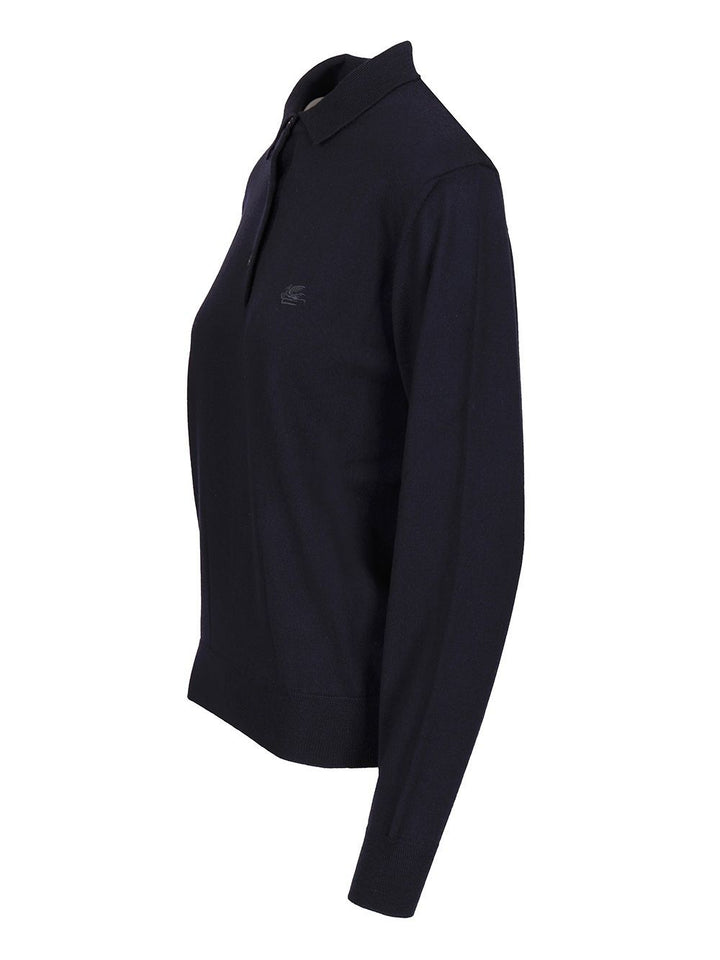 Etro Wool Polo Shirt Knitwear - Blue | aa41864ed8c44f5596fba3c310ffdd76a6ac6033