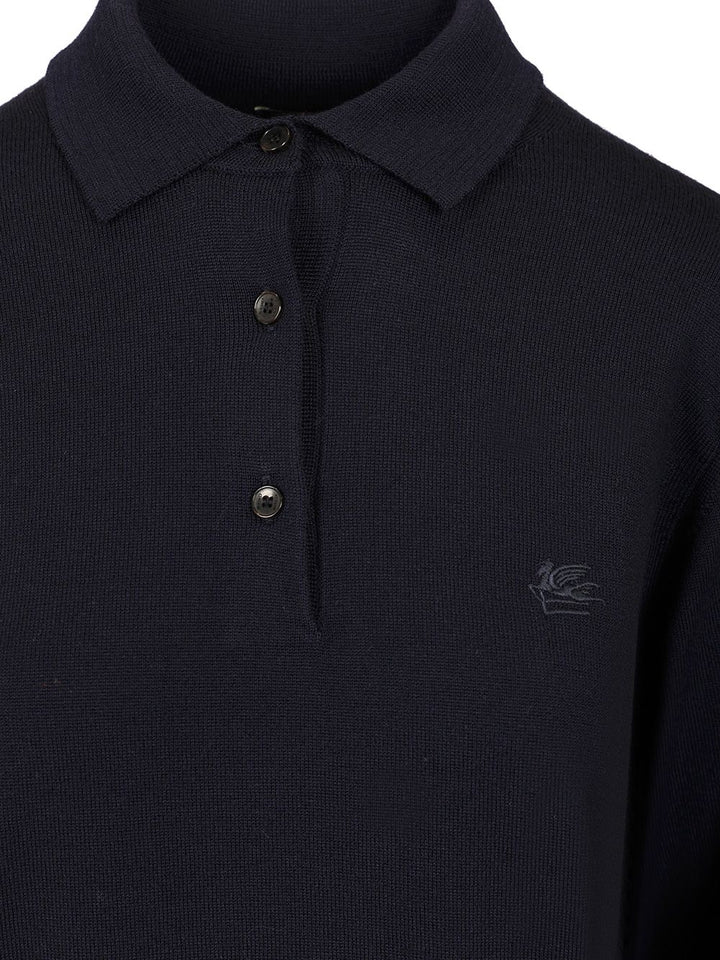 Etro Wool Polo Shirt Knitwear - Blue | 30c3af9aa94338c28d8e133e86566b073a9b142f