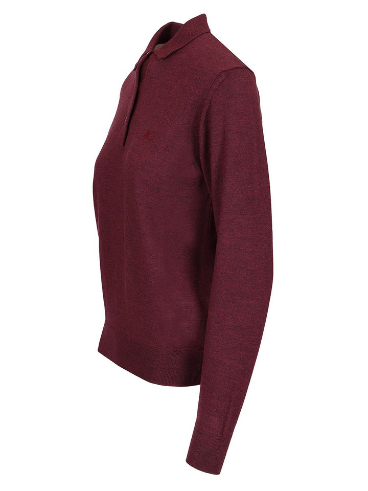 Etro Wool Polo Shirt Knitwear - Bordeaux | a0f9e3e3fda982e33d46e0465d37ef15bb617239