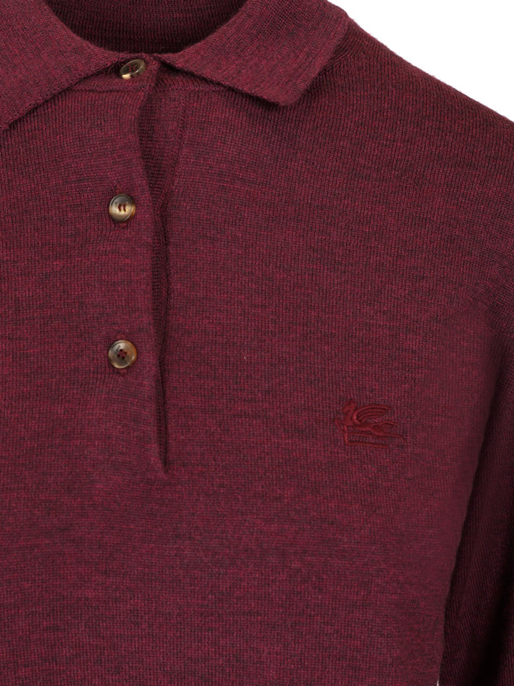 Etro Wool Polo Shirt Knitwear - Bordeaux | 788a87043550d9d48d9da4e032727badea3034e0