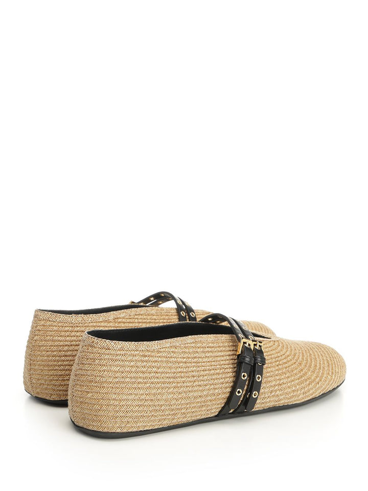 AlaÏA Paper Straw Flat Ballerinas Scarpe basse - Beige | 3e518fa6c70acad2d6b494a91959205f79bf6b47