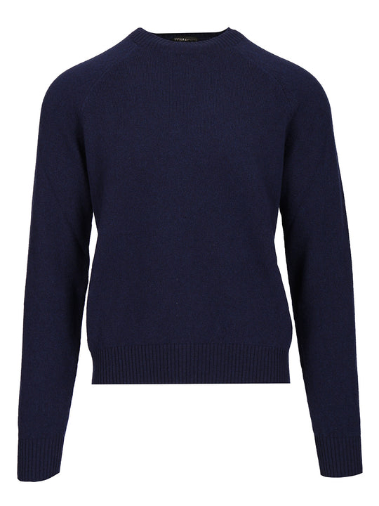 Crew Neck Sweater Knitwear Blue