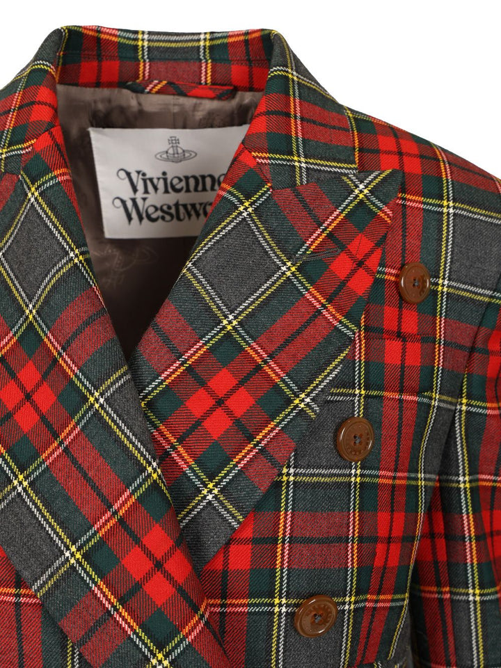 Vivienne Westwood Tartan Cropped Blazer Jackets - Multicolor | 5783f6ed84334c23d10631d62a4fce4f84458d48