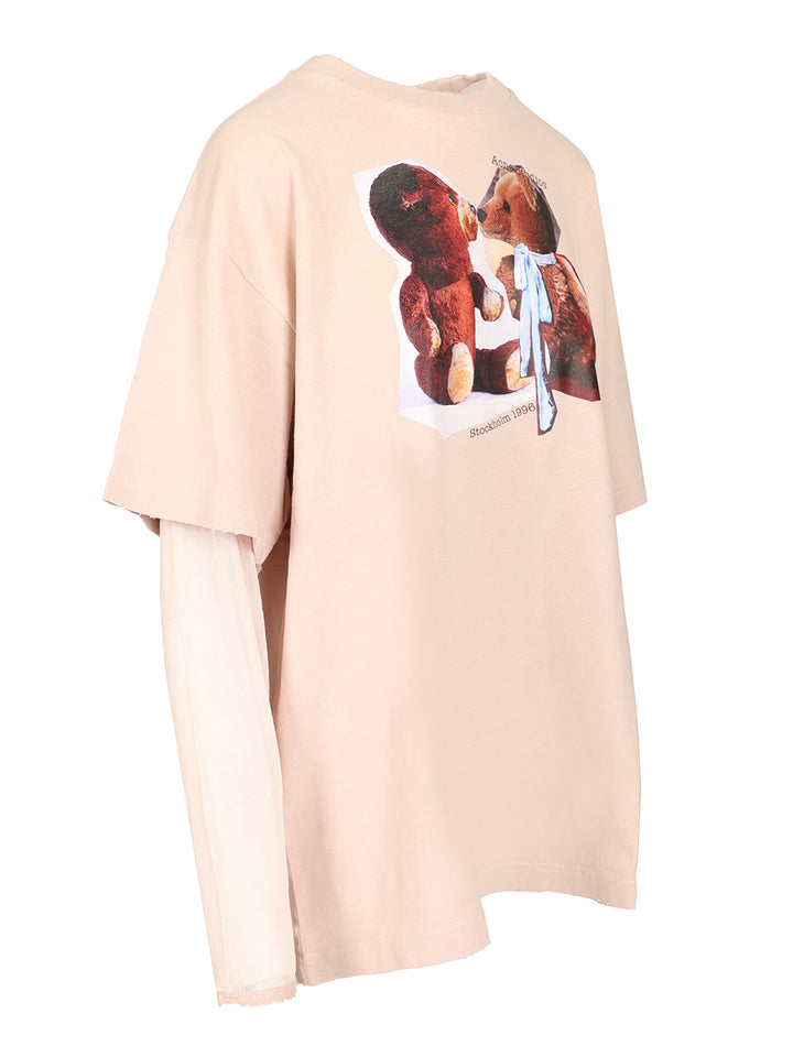 Acne Studios Printed Layered T-Shirt - Rose | 6a77cdd5f8df9f14a07ebf061cc75abcea91cd87