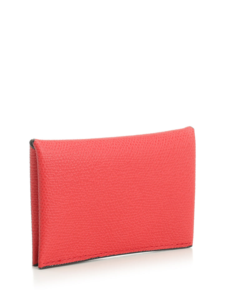 Valextra Button Card Holder Wallets - Red | 90a721798c5e9e56b8937bd562d698df01ad2260