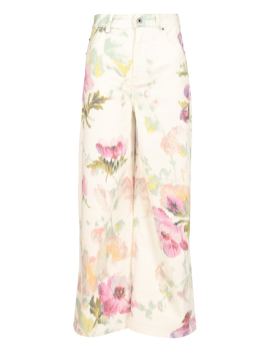 Digital Floral Print Jeans Rose