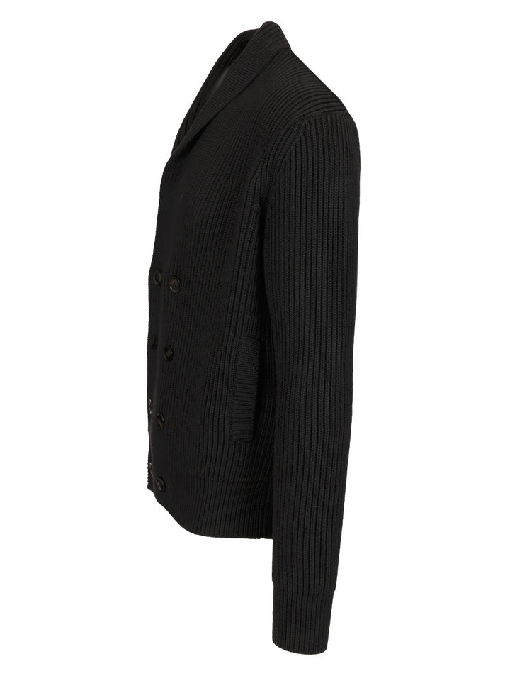 Tom Ford Double-Breasted Cardigan Knitwear - Black | 18b5e140e15868316340162d0a6e97707a8d55f5