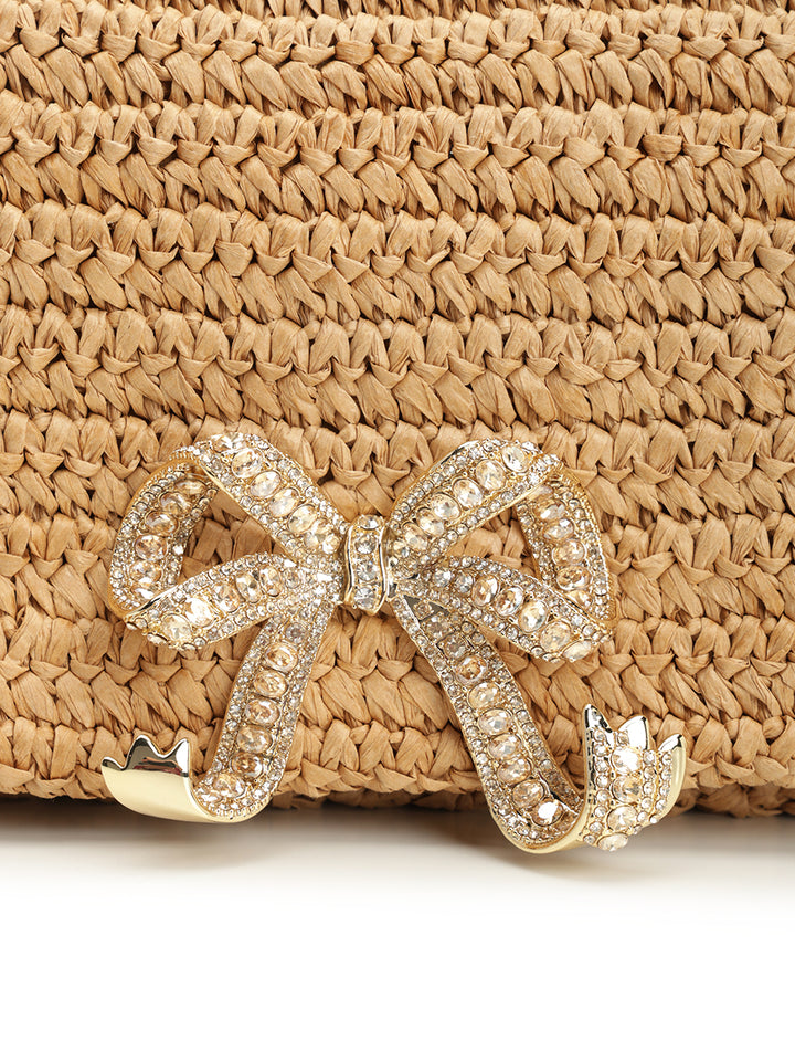 Self-Portrait Raffia Bow Charm Shoulder Bag Handbags - Brown | fdb4f00fc635caf2b52aaac1a14f67c2aa4a5a7a