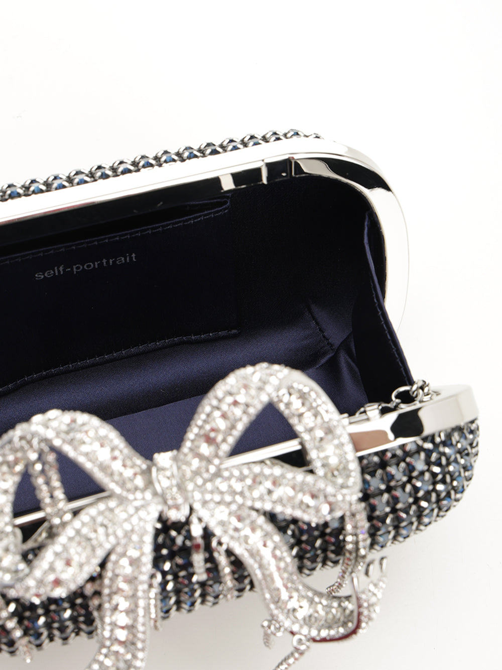 Self-Portrait Navy Chainmail Clutch Handbags - Blue | 3e50250259722137e6022045579d359724a6734c