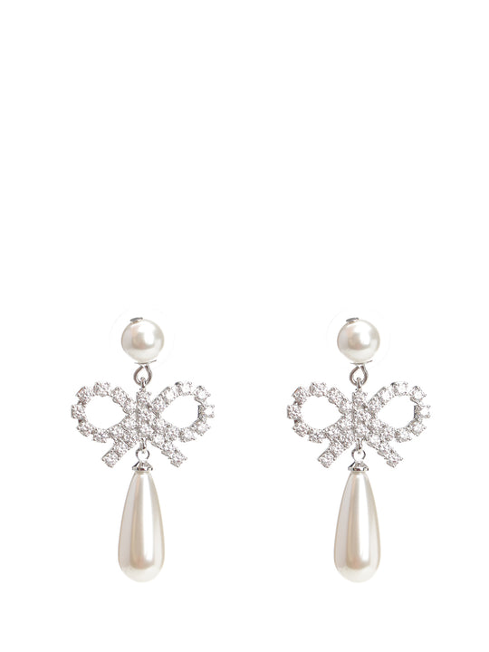 Bow Drop Earrings Jewelry White