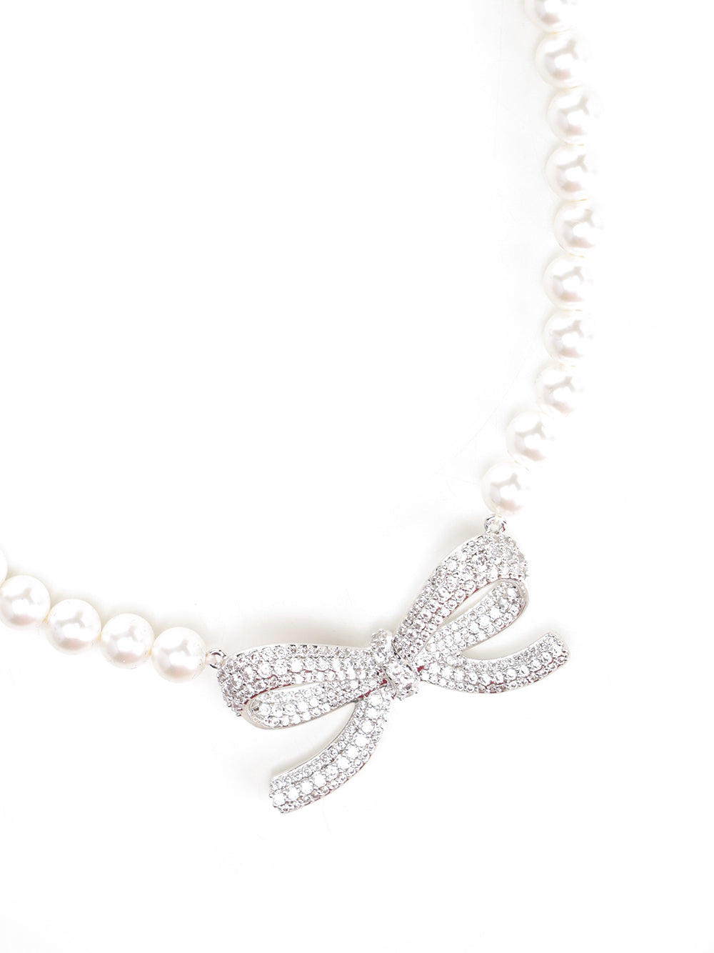 Self-Portrait Pearl Bow Necklace Jewelry - White | f3c84dbd14e67a9244f24e6c36db255abf1df904