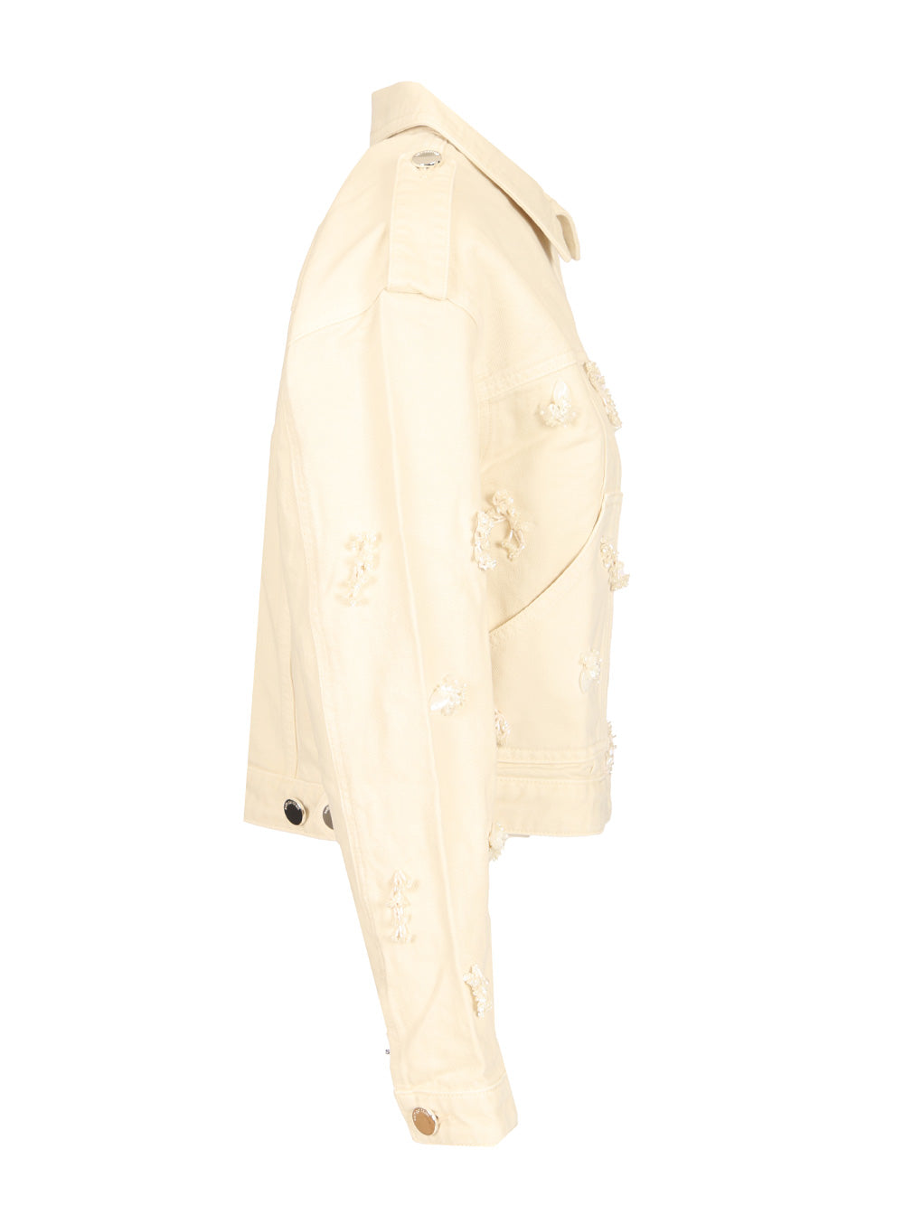 Self-Portrait Floral Beaded Denim Jacket Jackets - White | 13f127c3d38fbf08e4b481e906f0c1b6ec871a62