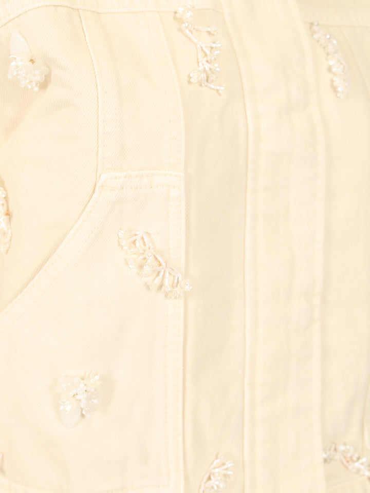 Self-Portrait Floral Beaded Denim Jacket Jackets - White | 9c456abdf6a6f6260e875cdf7e22fe867c7f6b12