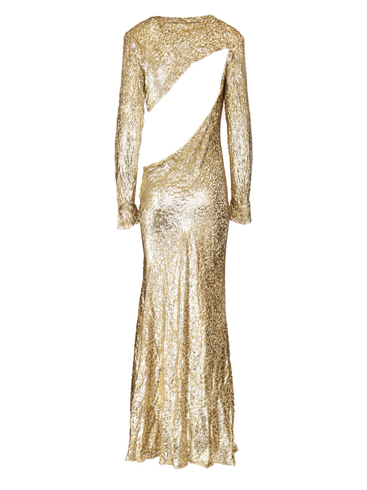 Self-Portrait Long Dress In Gold Thread Dresses - Gold | 7eba3b109ee1035cc0b5a0a7faab1708091388ca