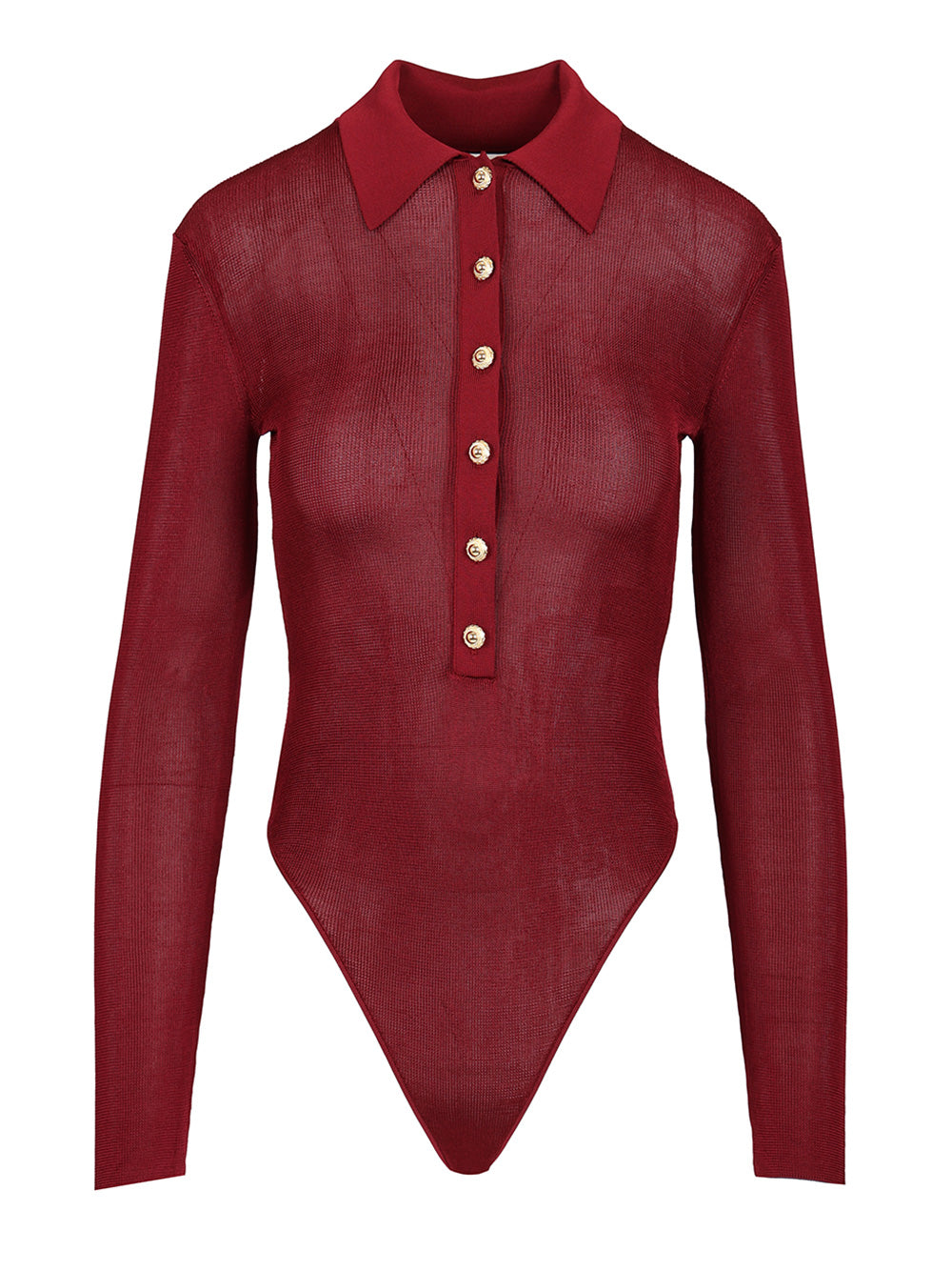 Self-Portrait Viscose Knitted Bodysuit Knitwear - Bordeaux | 266208d0d1a4f421903ecbc04051e03a8494192e
