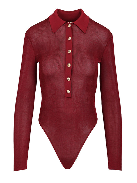 Viscose Knitted Bodysuit Knitwear Bordeaux