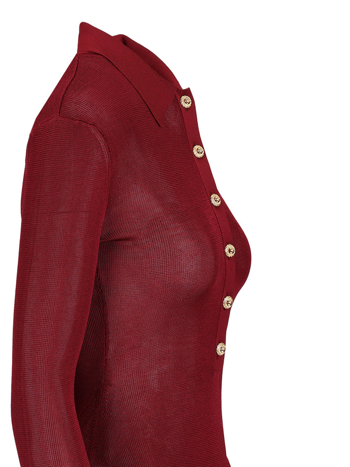Self-Portrait Viscose Knitted Bodysuit Knitwear - Bordeaux | 868e19151a971e7bbce84429d1b170f4fbcb26e0