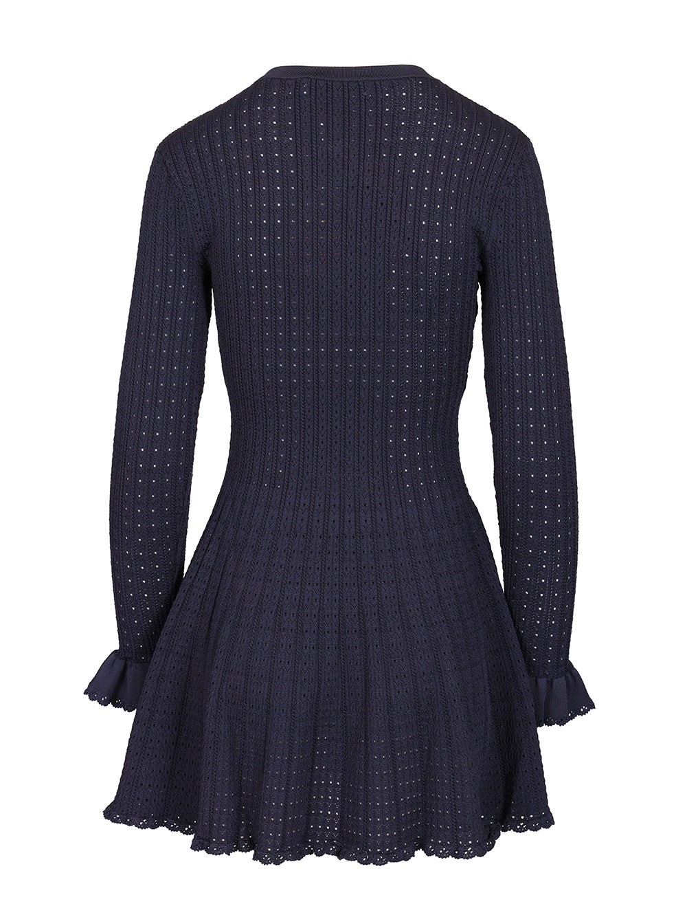 Self-Portrait Openwork Knit Mini Dress Dresses - Blue | 94079ba5969b75fc22164fda2da53a9abf9956ac