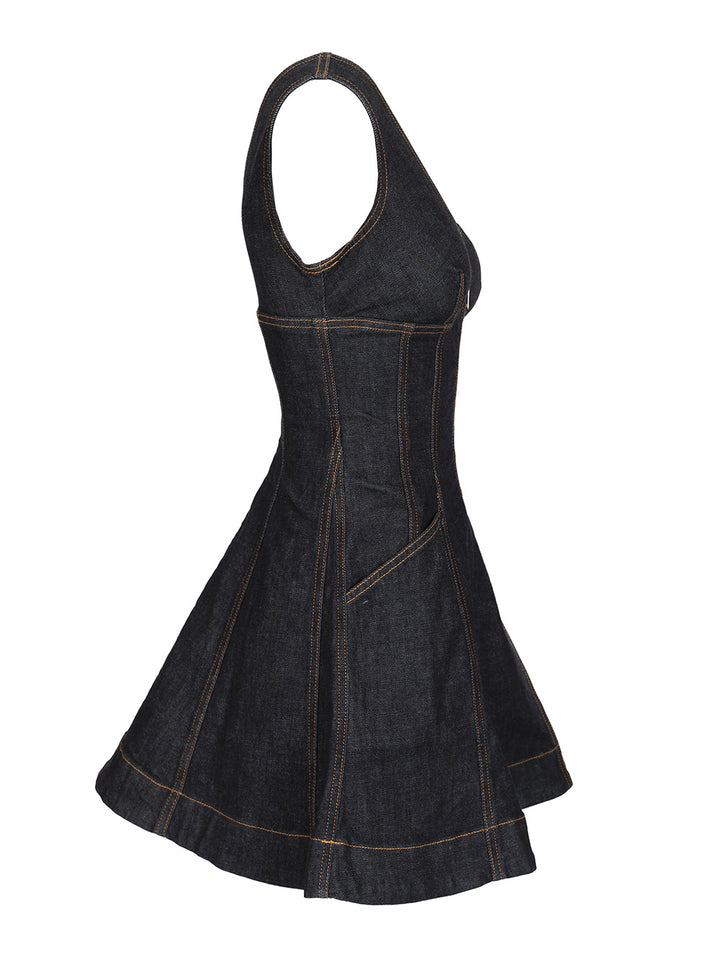 Self-Portrait Mini Denim Dress Dresses - Blue | 945a4e16b9c6a03f567c8b22aad7aa1e3ae61536