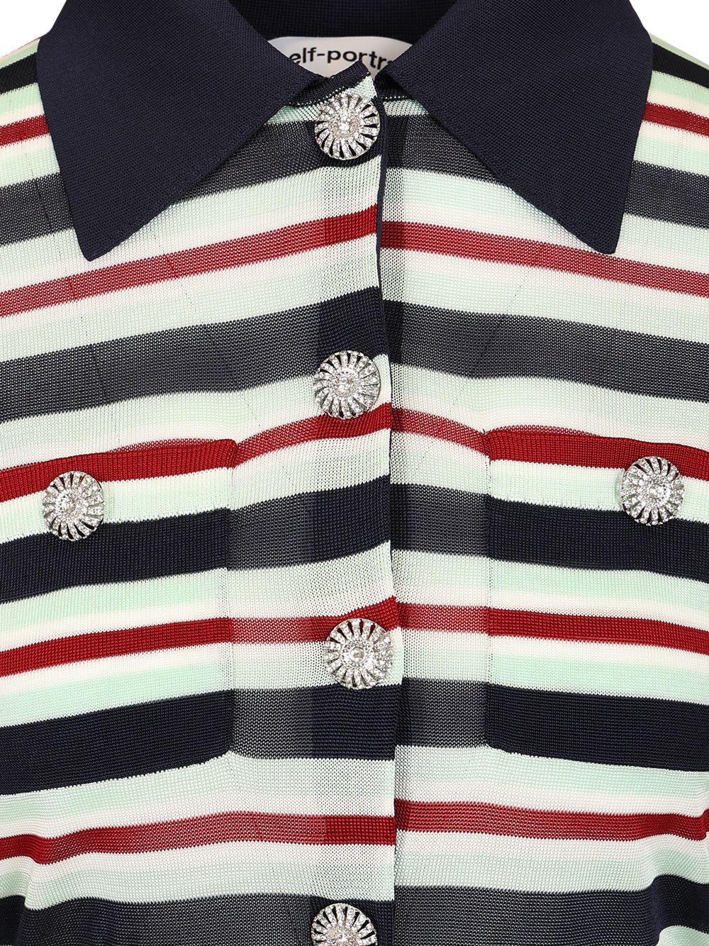 Self-Portrait Striped Viscose Jumper Tops - Blue | 41dc3d287e1b2eafe80ade4c0316ce0ca681cef7