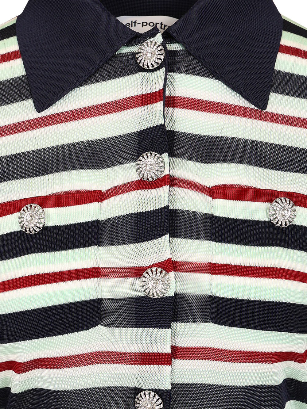 Self-Portrait Striped Viscose Jumper Tops - Blue | 2e9cadb7c60b6ef8b77d8fef5e4e9003d0e02d6a