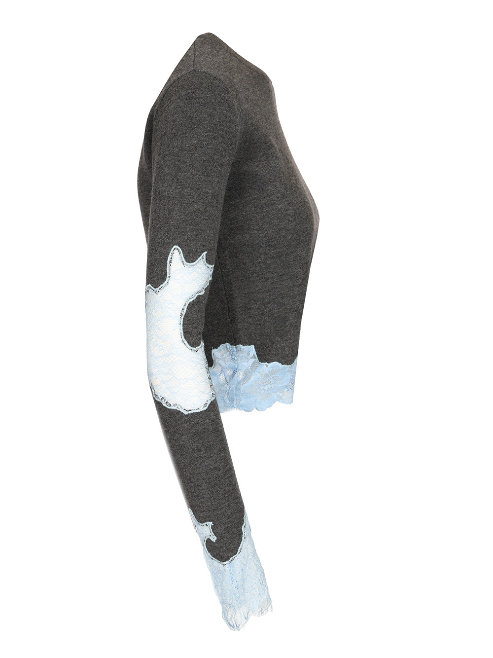 Self-Portrait Contrast Lace Knit Sweater Knitwear - Grey | b249745fc8166a6d1f94f4525367a3fab21fee05