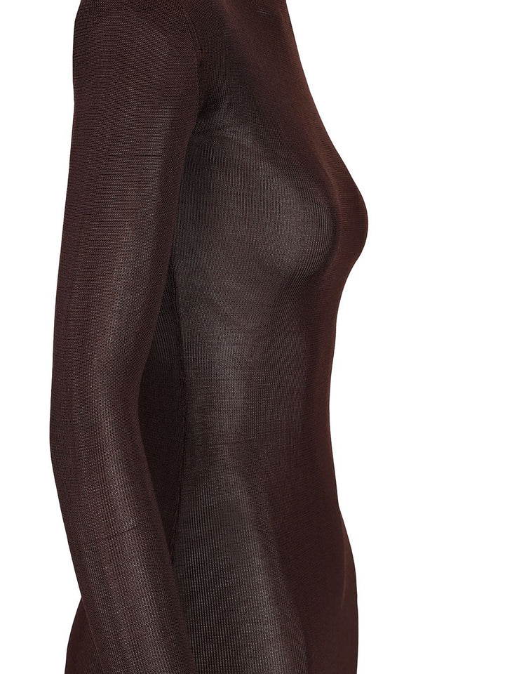 Self-Portrait Long Viscose Knit Dress Dresses - Brown | 1c15c858d9cb7f0c642ce46e70243bbfc1b7d1ef