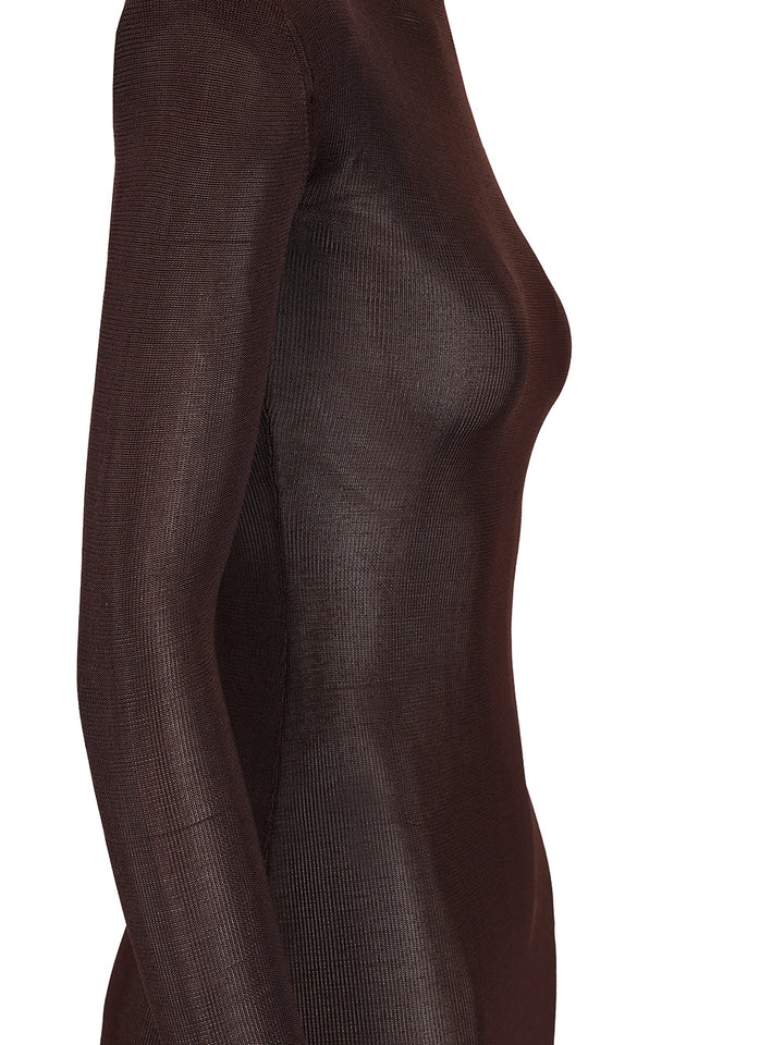 Self-Portrait Long Viscose Knit Dress Dresses - Brown | 46dbc289cc0c72def74472141d8cf7acc6c3f917