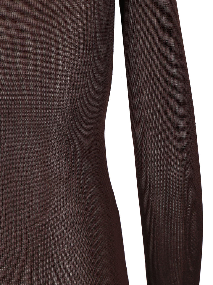 Self-Portrait Long Viscose Knit Dress Dresses - Brown | e4ff70eefe3b1c3d65801f319040f6d97752ff4e