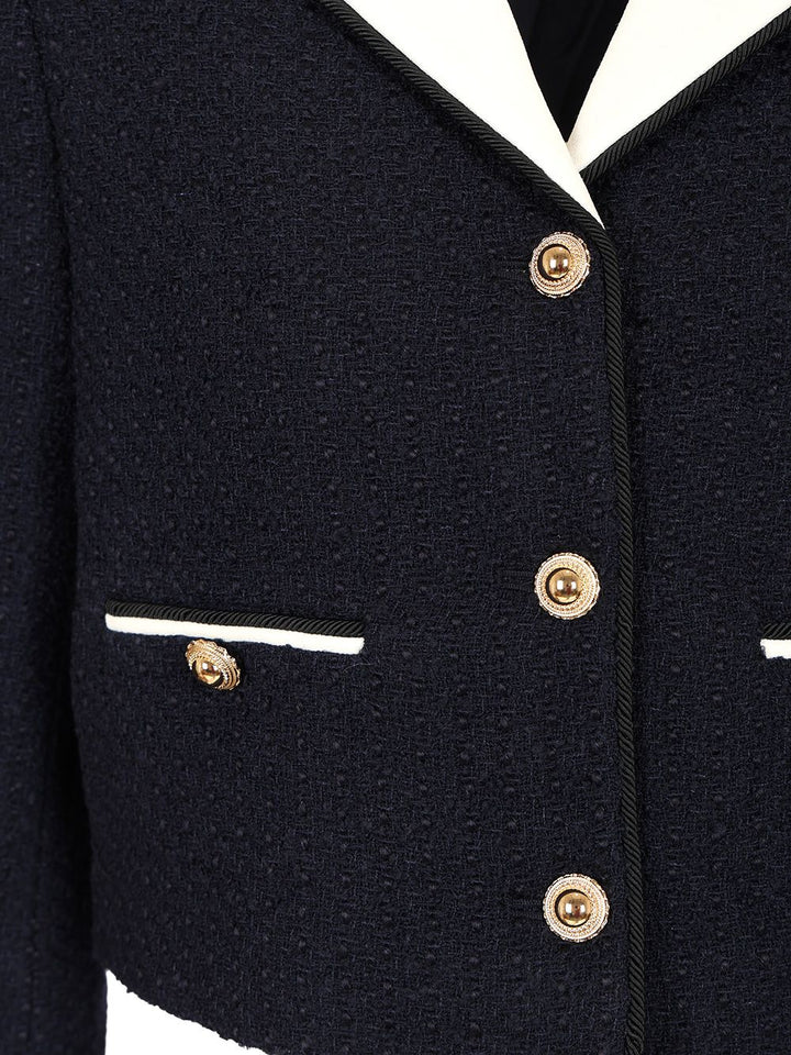 Self-Portrait Bouclé Jacket Jackets - Blue | 0cf5c097f4f3677ca9ada822e8d1f38848a87cc5