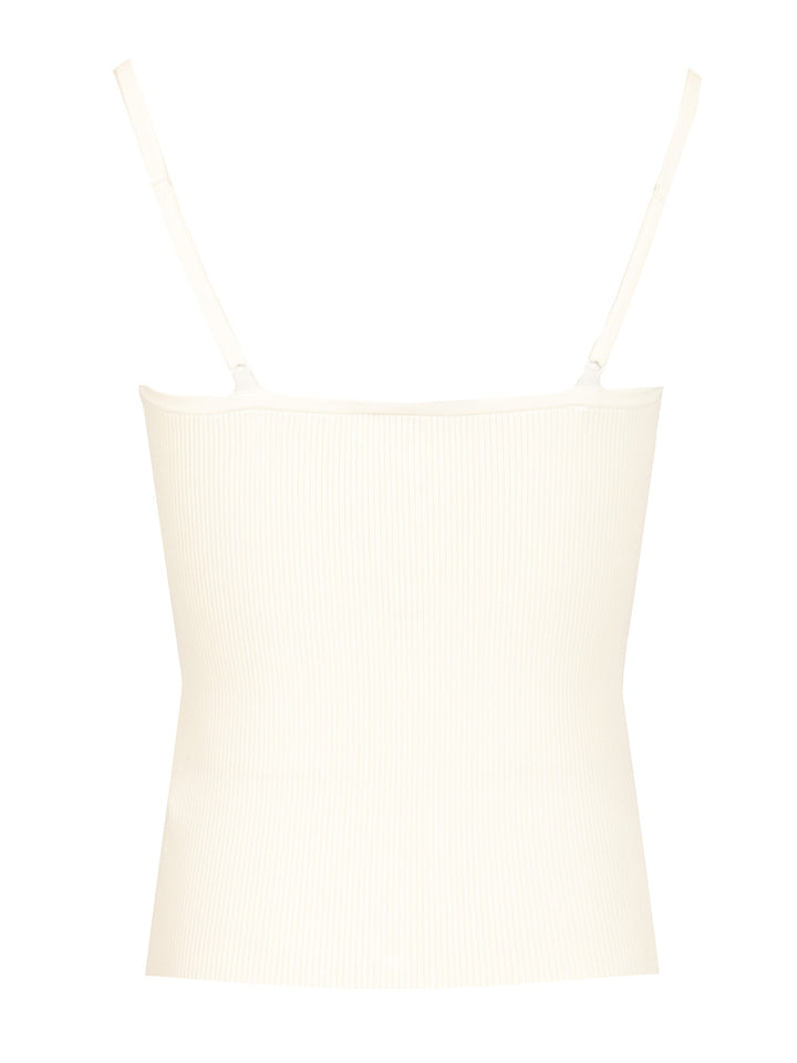 Self-Portrait Lace Rib Knit Top Tops - White | 64ed5e5978e6b161fe2349611f5e7da1cc1eeca6