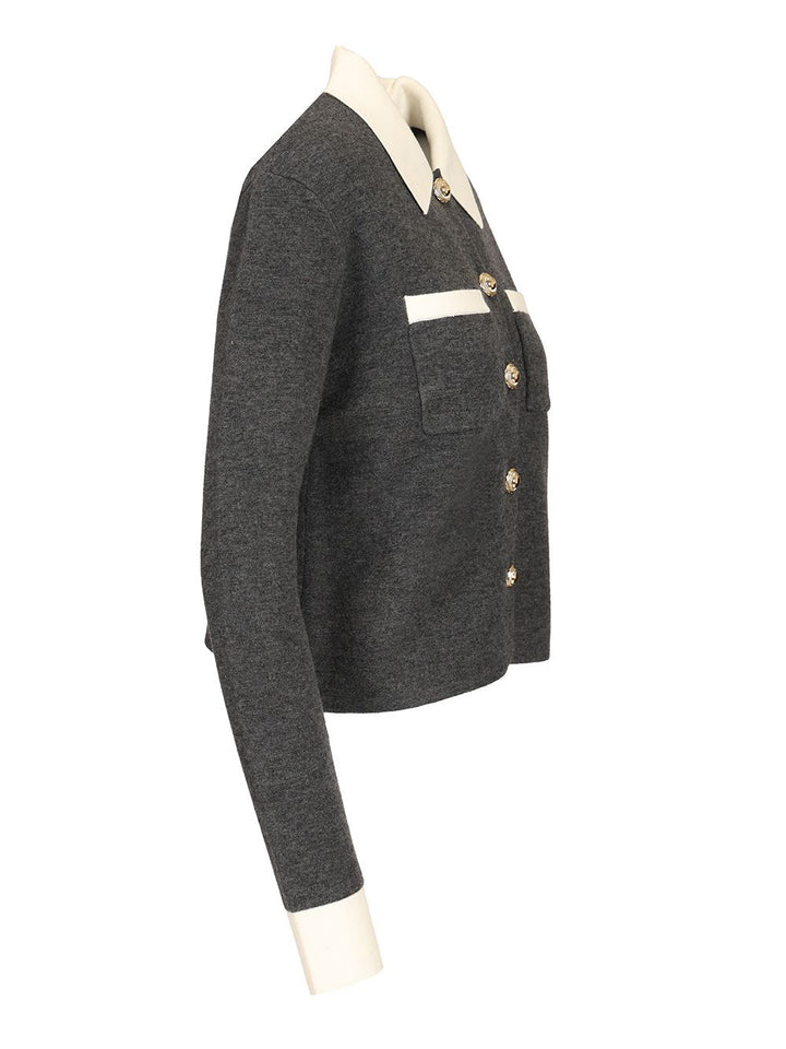 Self-Portrait Knit Cardigan Knitwear - Grey | 6c4ef8c148684f3dabdc76f14d4e92a3e31fc4f0