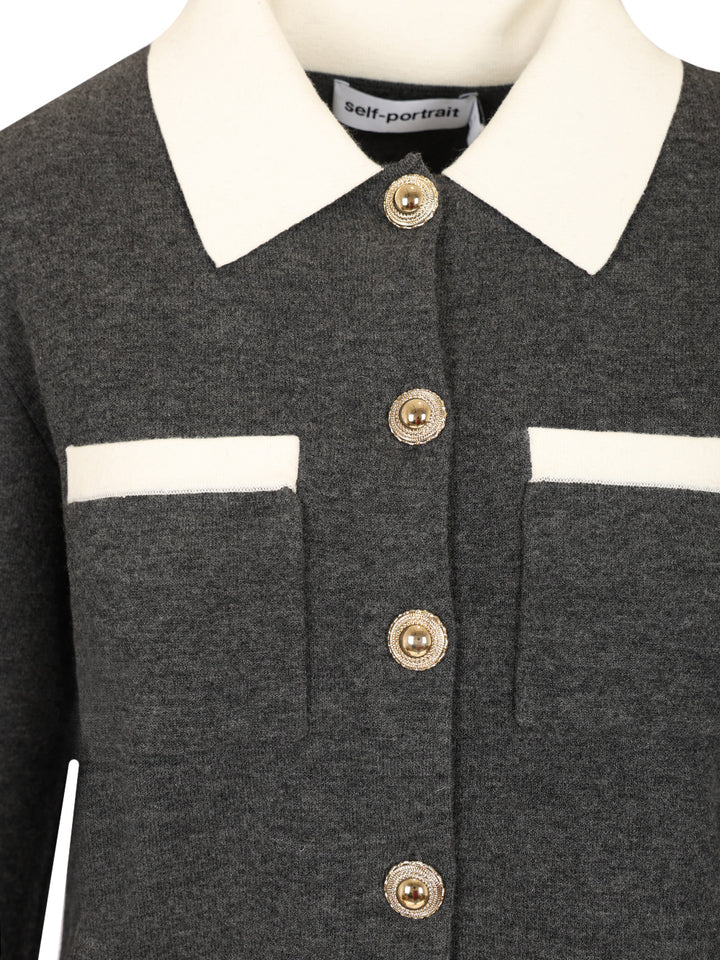 Self-Portrait Knit Cardigan Knitwear - Grey | 718a0d337bef616e63209c1395f2521da82ba13a