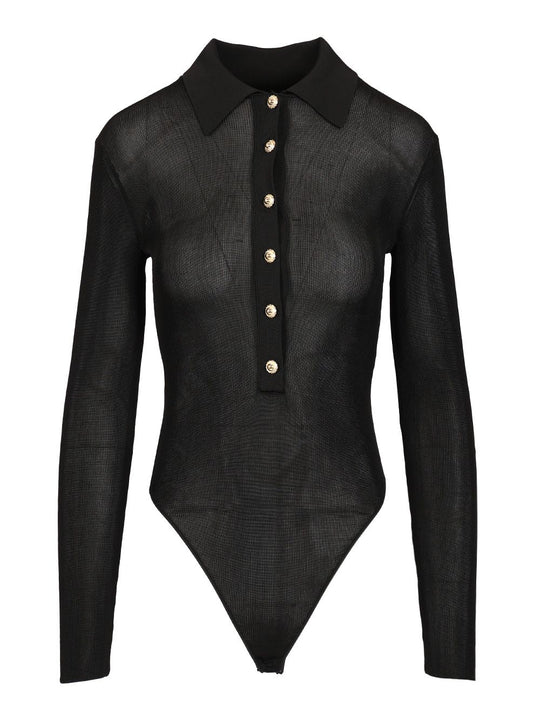 Viscose Knitted Bodysuit Knitwear Black