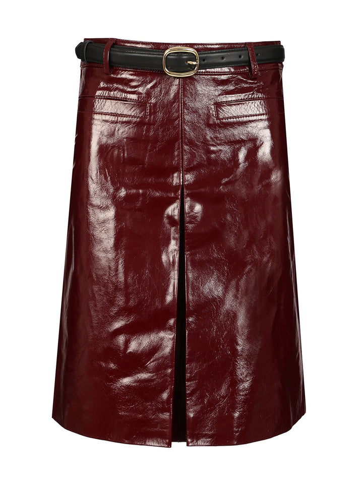 Self-Portrait Mini Skirt In Patent Leather Skirts - Bordeaux | 48b172151e0fa4c02907104ec858d5ebfe00cb20