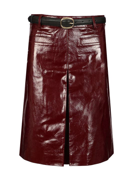 Mini Skirt In Patent Leather Skirts Bordeaux