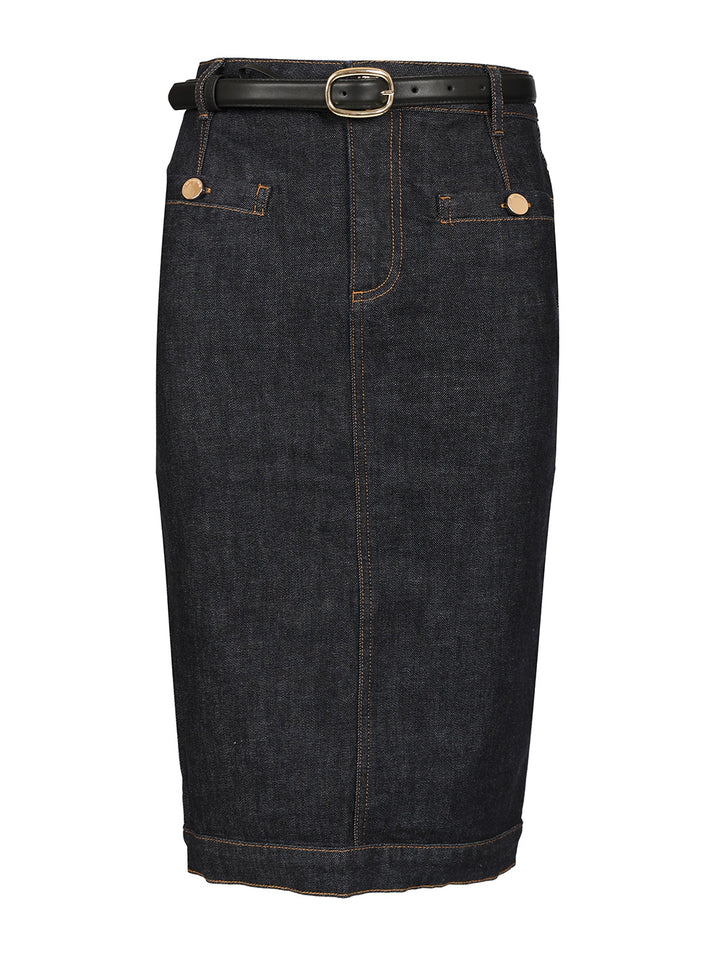 Self-Portrait Denim Midi Skirt Skirts - Blue | 55ad48be528687b23c51cf90fa0f1251ad0d7696