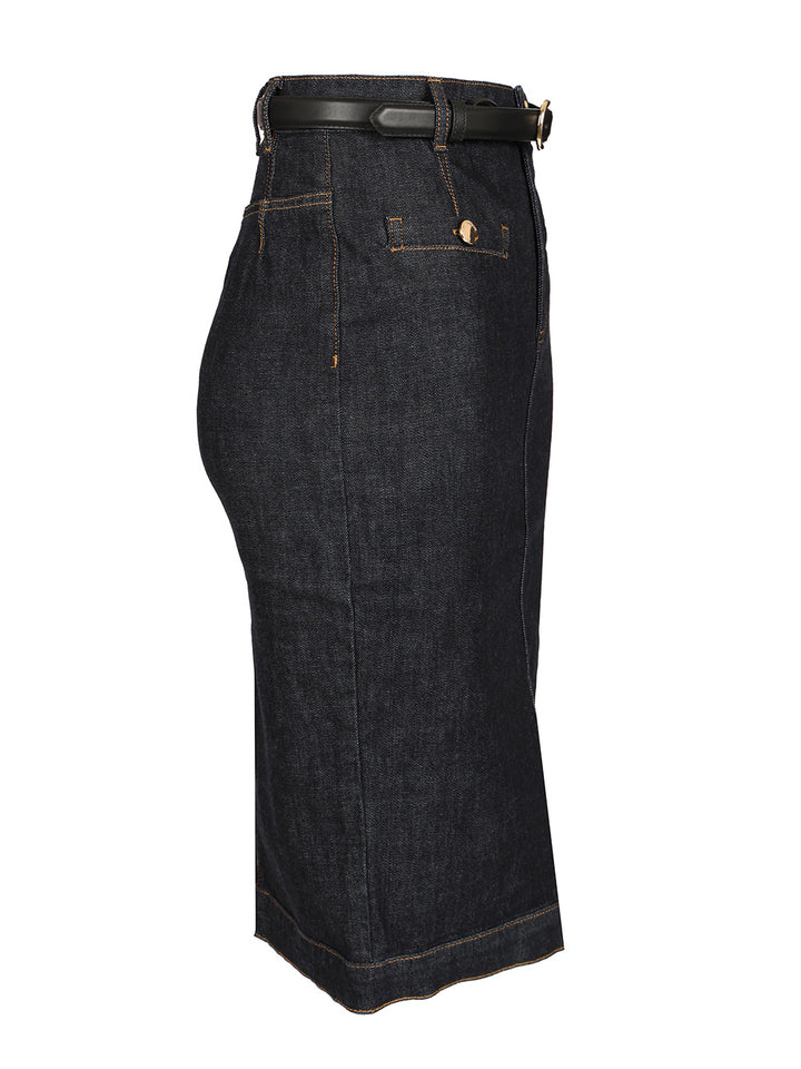 Self-Portrait Denim Midi Skirt Skirts - Blue | 4cecca9c46f9de5cc01ede6433af63e0c1cb05c4