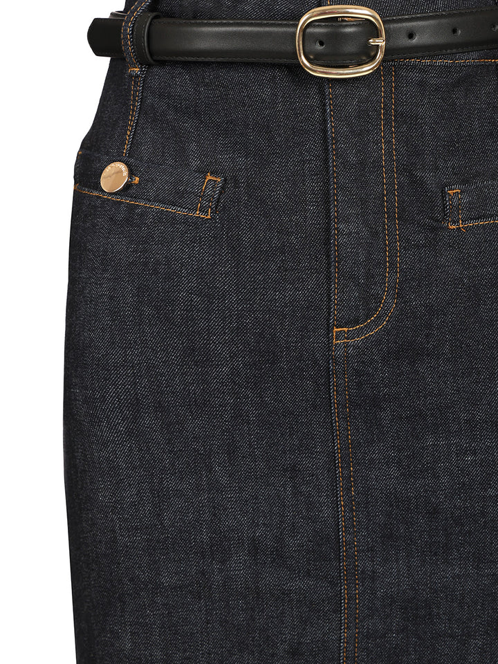 Self-Portrait Denim Midi Skirt Skirts - Blue | c135c55c92bafbc45e5219d2377984f1eaa3e938